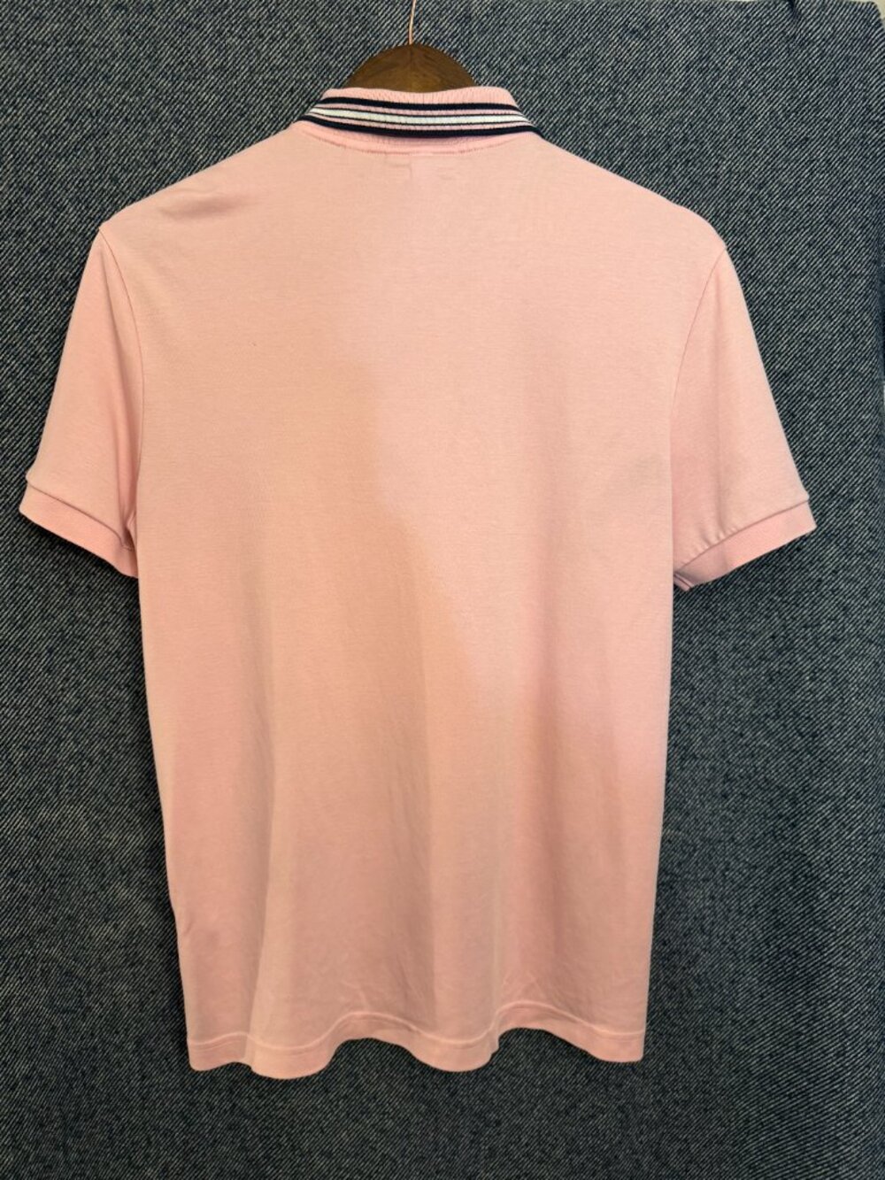 Lacoste Men’s Pink Regular Fit Polo Shirt Medium Striped Collar Preppy - Picture 4 of 7